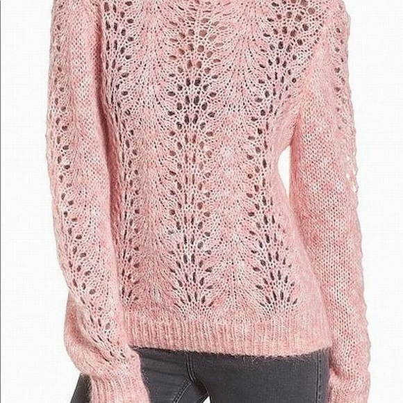 Topshop Open Knit Pink Crop Sweater - Picture 2 of 8